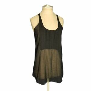 Kardashian Kollection Women's Sheer Tunic Top Hi-low Hem Black Size Small